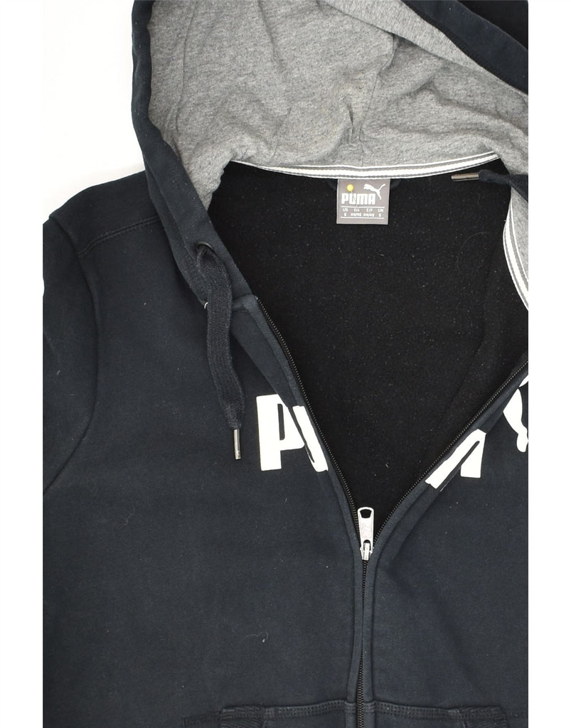 PUMA Mens Graphic Zip Hoodie Sweater Small Black Cotton | Vintage Puma | Thrift | Second-Hand Puma | Used Clothing | Messina Hembry 