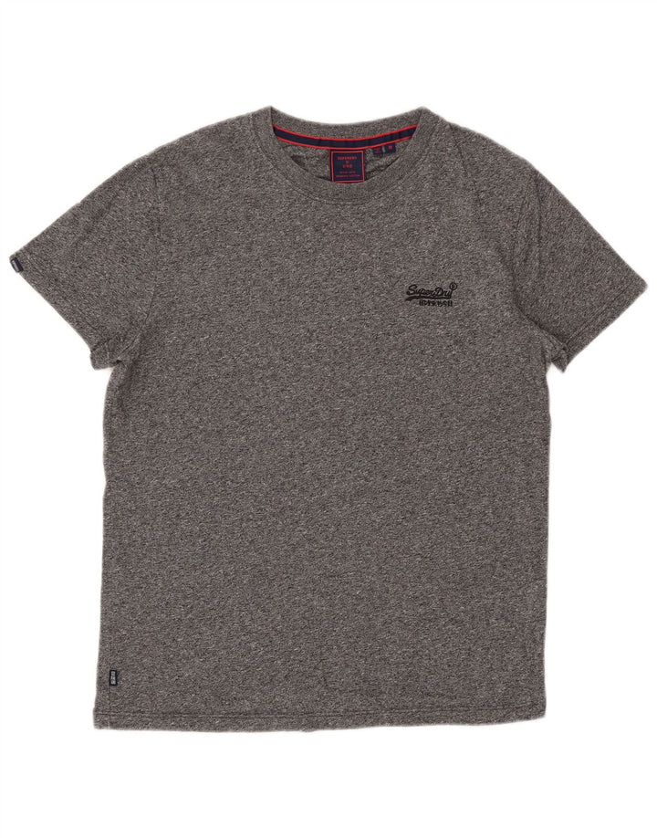 Superdry Mens T-Shirt Top Medium Grey Flecked Cotton