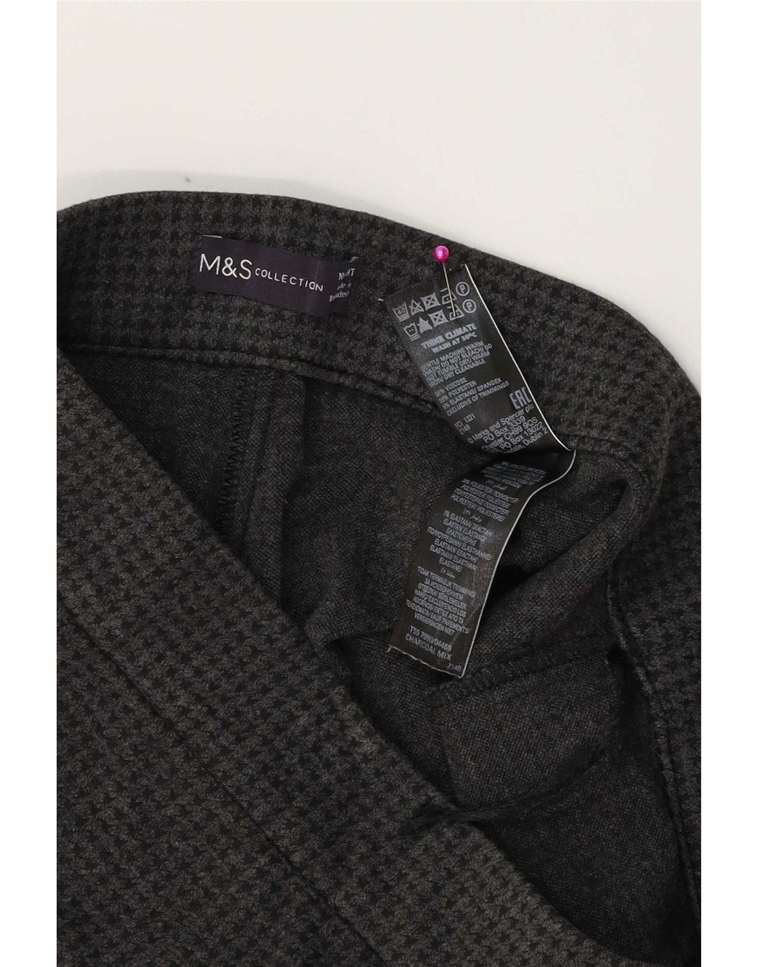 Marks & Spencer Womens Leggings UK 10 Small W28 L23 Grey Houndstooth
