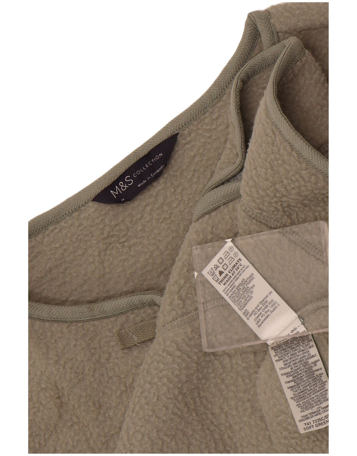 Marks & Spencer Womens Fleece Jacket UK 14 Medium Khaki Polyester