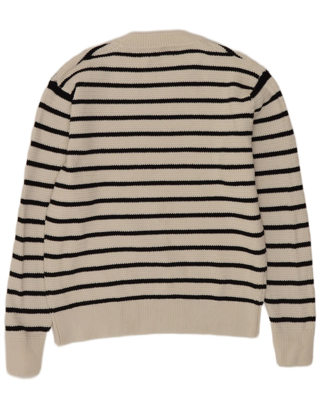 Zara Mens Crew Neck Jumper Sweater Medium White Striped Cotton