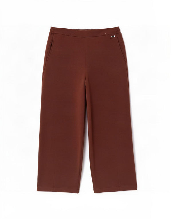 Marks & Spencer Womens Crop Tracksuit Trousers UK 14 Large Brown Polyester