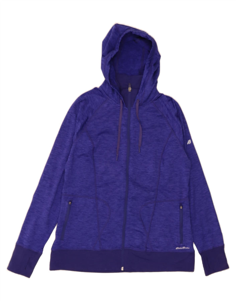 EDDIE BAUER Womens Zip Hoodie Sweater UK 16 Large Purple Flecked Polyester Vintage Eddie Bauer and Second-Hand Eddie Bauer from Messina Hembry 