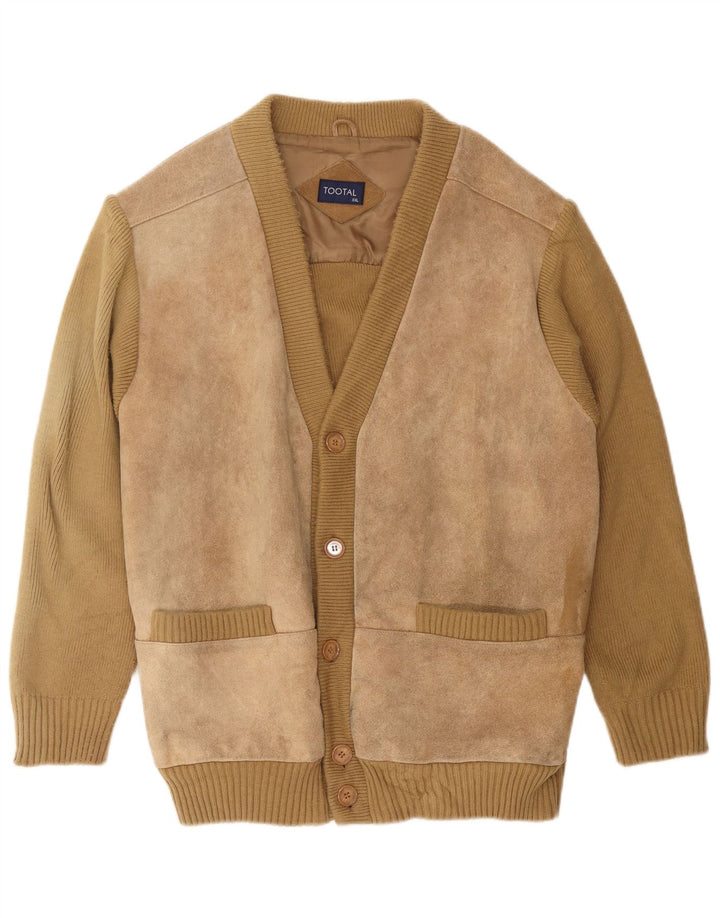 Vintage Mens Cardigan Sweater 2XL Beige