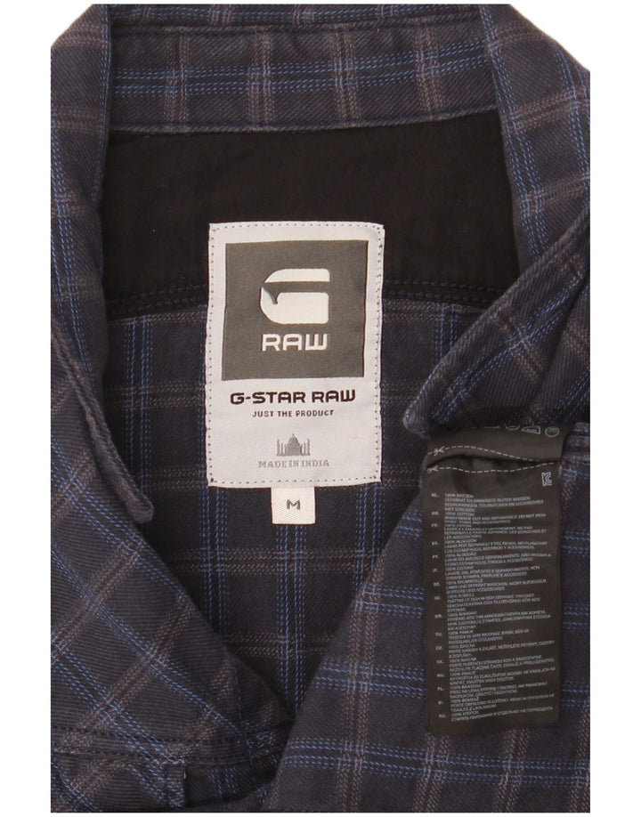 G-Star Mens Flannel Shirt Medium Navy Blue Check Cotton