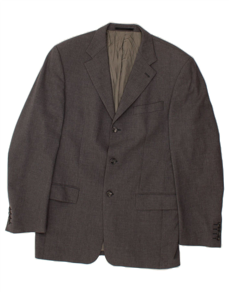 CARL GROSS Mens 3 Button Blazer Jacket UK 40 Large Grey Lambswool Vintage Carl Gross and Second-Hand Carl Gross from Messina Hembry 