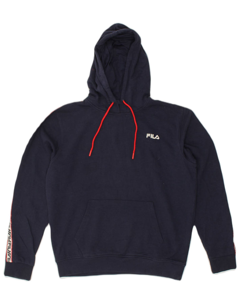 FILA Mens Hoodie Jumper Medium Navy Blue Cotton | Vintage Fila | Thrift | Second-Hand Fila | Used Clothing | Messina Hembry 