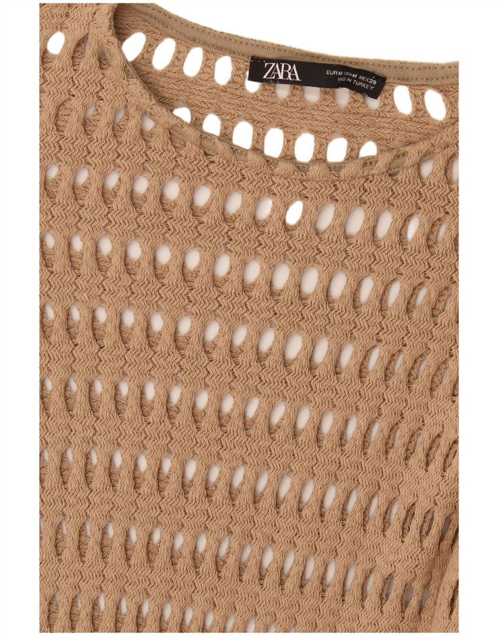 Zara Womens Crochet Beach Dress UK 12 Medium Beige