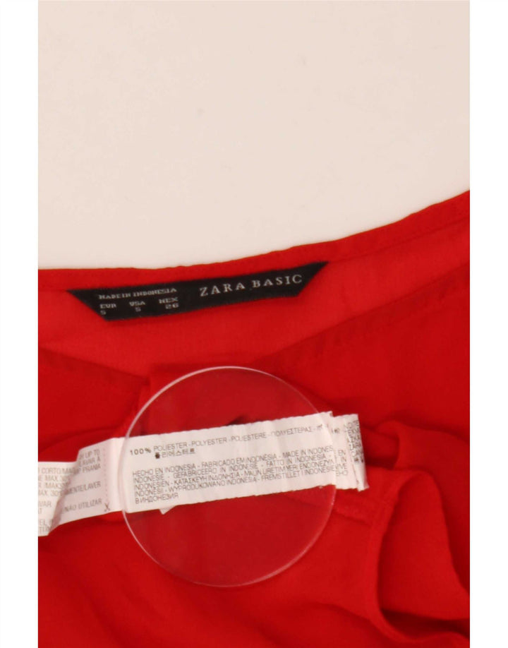 Zara Womens See Through Blouse Top UK 10 Small Red Polyester