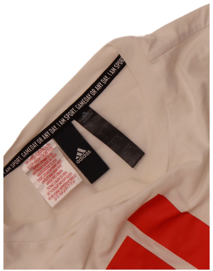 Adidas Boys Graphic T-Shirt Top 15-16 Years Off White