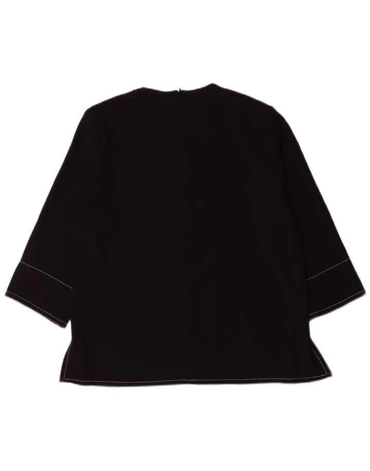 Zara Womens 3/4 Sleeve Blouse Top UK 16 Large Black Polyester