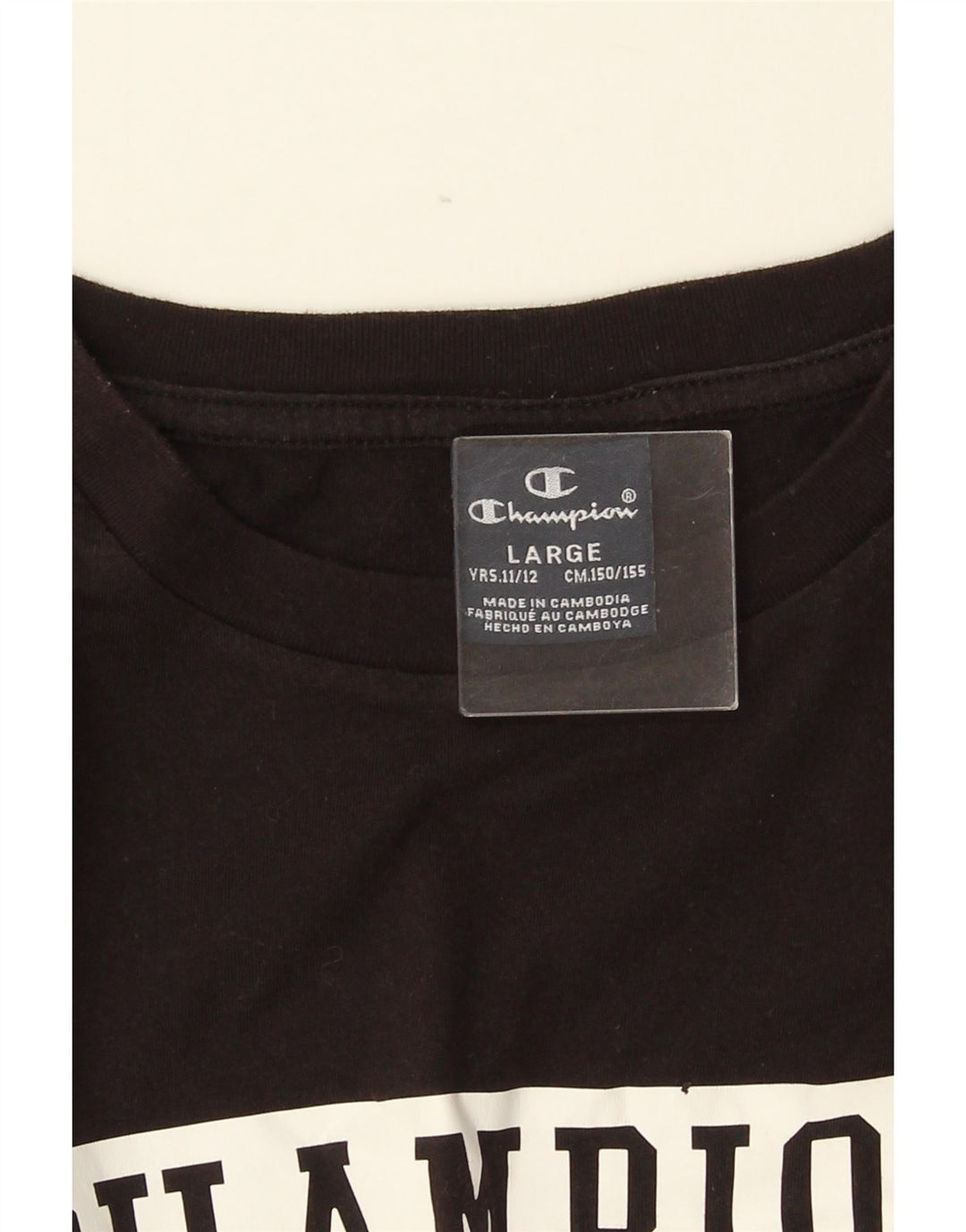 Champion Boys Graphic Top Long Sleeve 11-12 Years Large Black