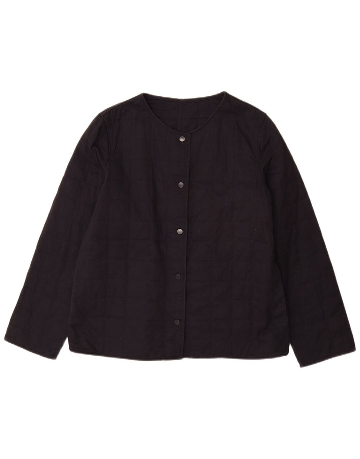 Cos Womens Quilted Jacket EU 40 Medium Navy Blue Cotton