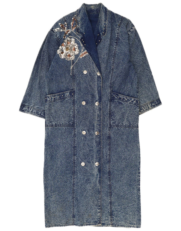 Vintage Womens 3/4 Sleeve Denim Dress UK 14 Medium Blue