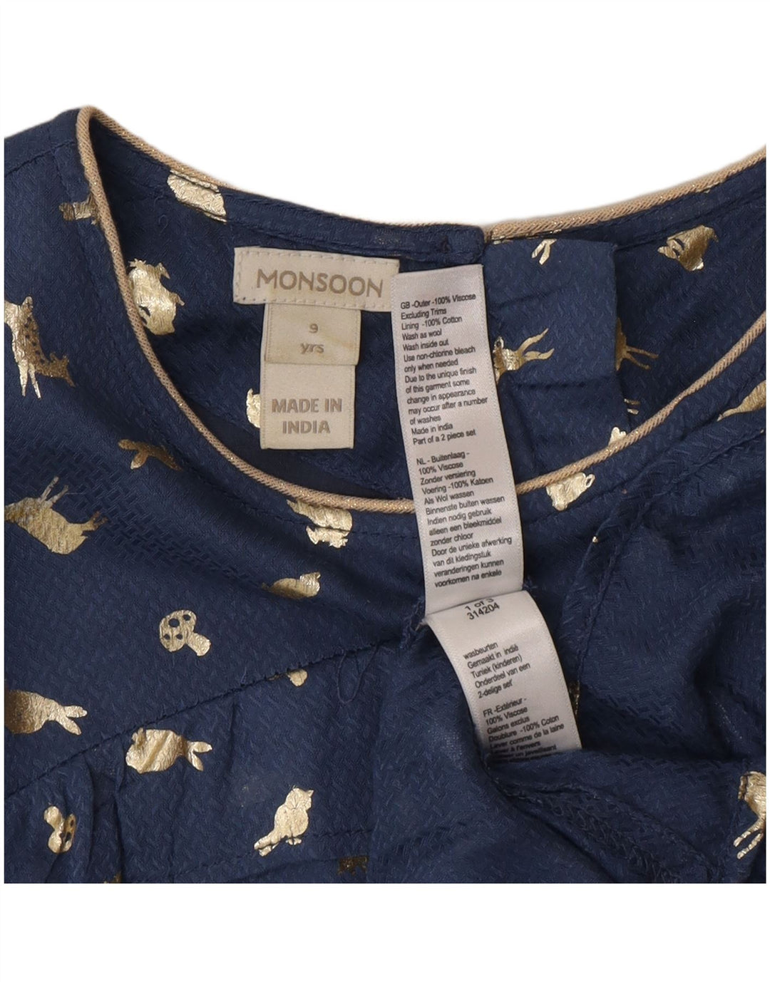 Mossimo Girls Abstract Pattern Long Sleeve A-Line Dress 8-9 Years Navy Blue