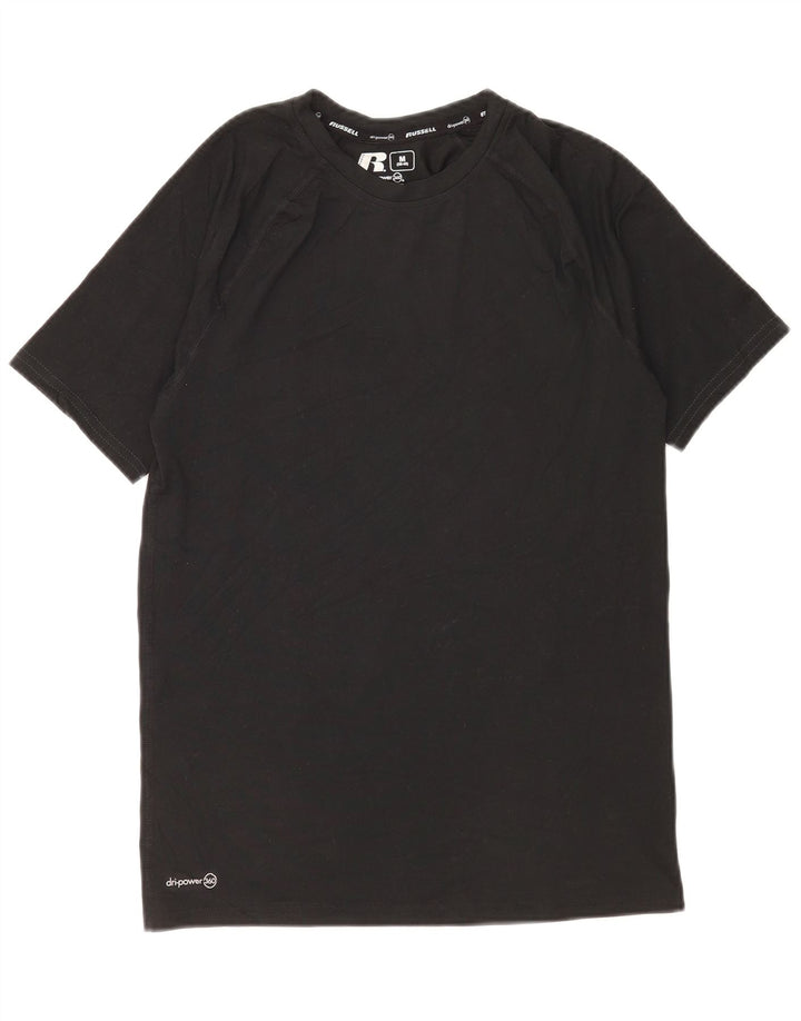 Russell Athletic Mens Dri-Power T-Shirt Top UK 38/40 Medium Black Polyester