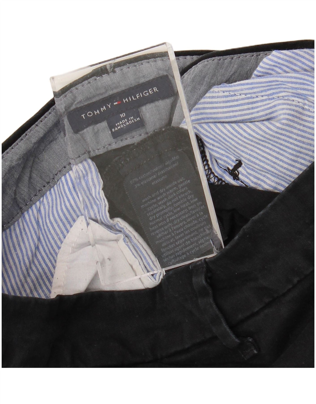 TOMMY HILFIGER Womens Slim Chino Trousers US 10 Large W32 L29 Black Cotton