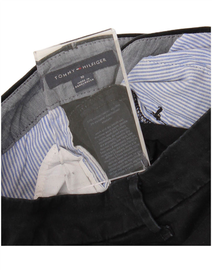 TOMMY HILFIGER Womens Slim Chino Trousers US 10 Large W32 L29 Black Cotton