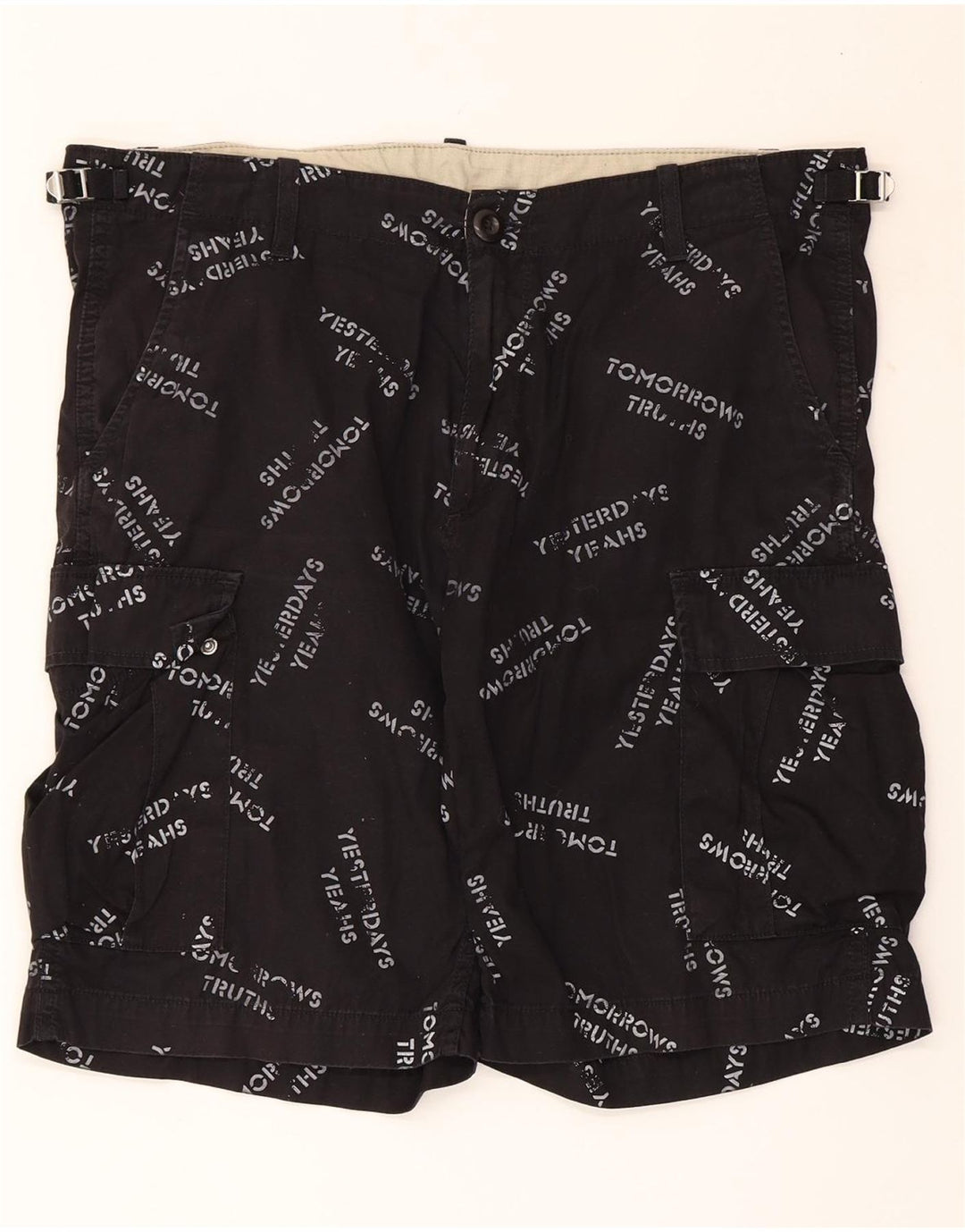 CARHARTT Mens Graphic Cargo Shorts W34 Large Black Cotton