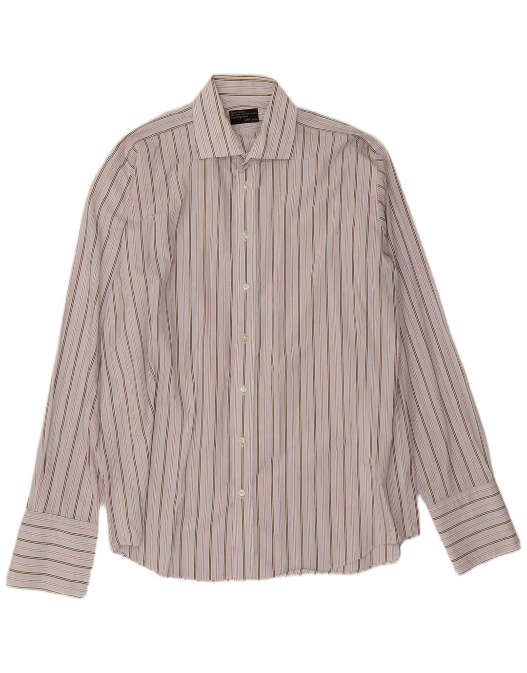 John Lewis Mens Shirt Size 42 16 1/2 Large White Striped Cotton