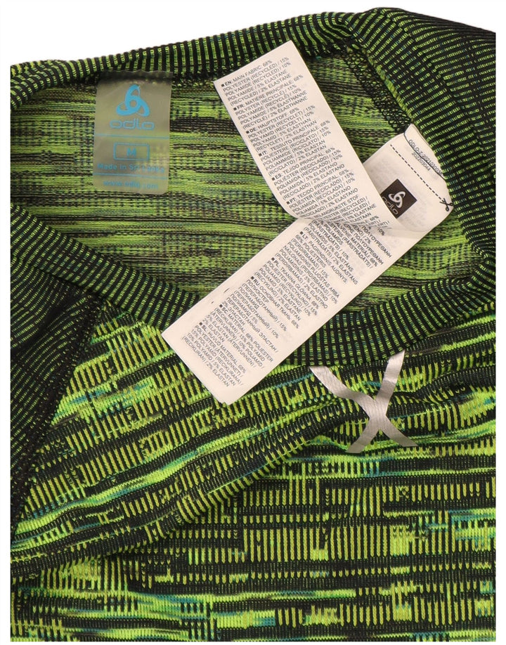 Odlo Womens Top Long Sleeve UK 12 Medium Green Geometric Polyester