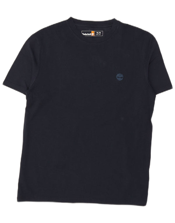 TIMBERLAND Mens Slim Fit T-Shirt Top Medium Navy Blue Cotton