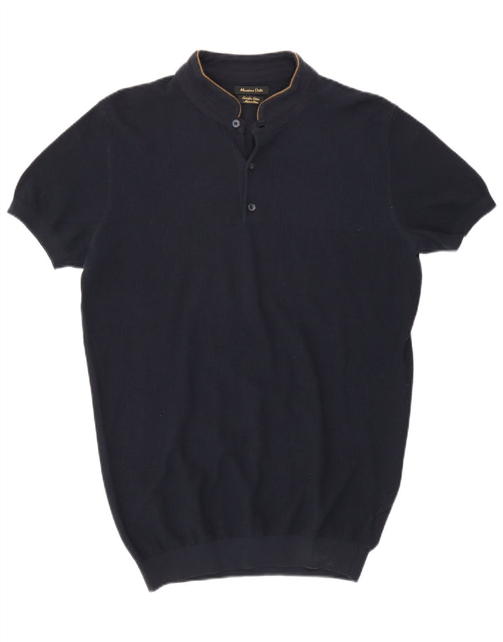 Massimo Dutti Mens Polo Shirt Medium Navy Blue Cotton