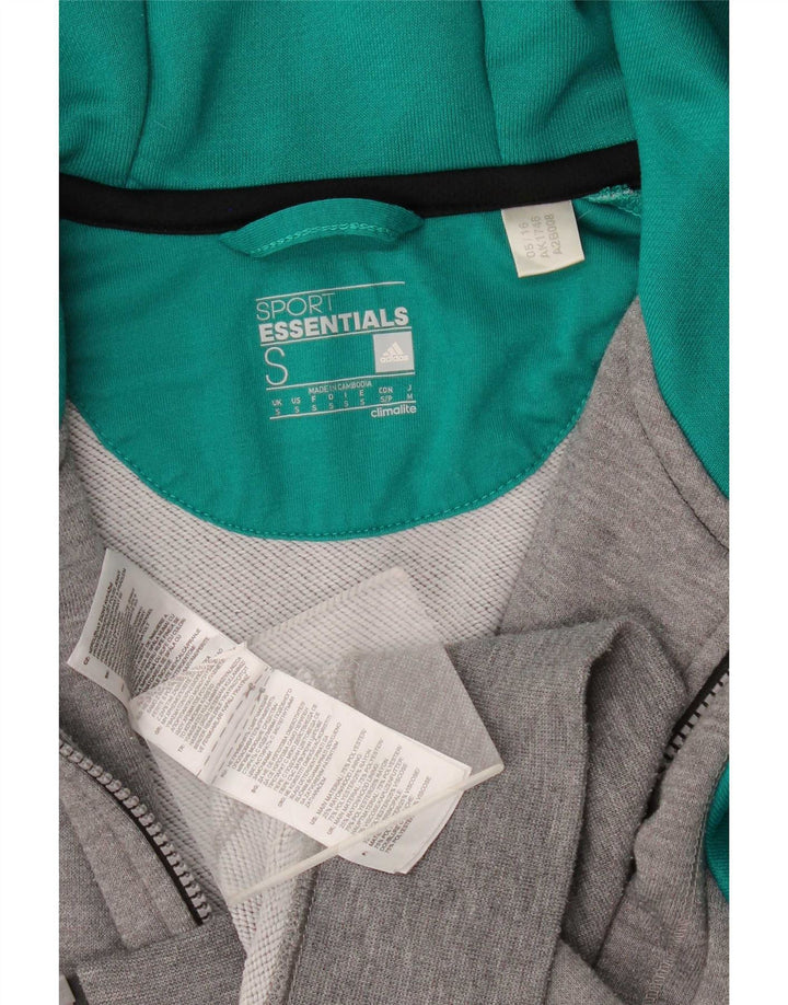Adidas Mens Climalite Zip Hoodie Sweater Small Grey Colourblock Polyester