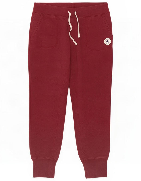 Converse Womens Tracksuit Trousers Joggers UK 14 Medium Burgundy Cotton