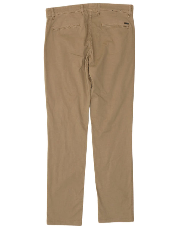 HUGO BOSS Mens Slim Fit Chino Trousers W35 L34 Beige Cotton