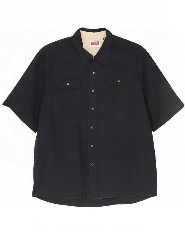 Wrangler Mens Short Sleeve Shirt 3XL Black Cotton