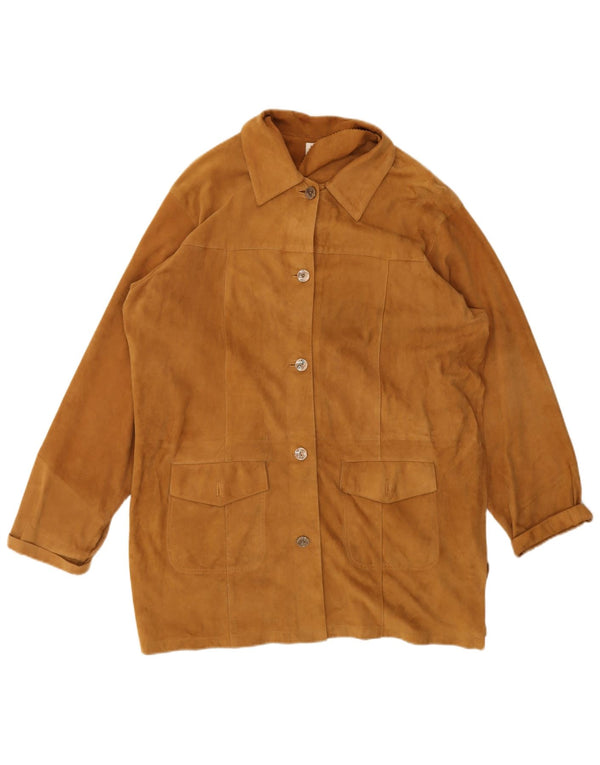 Vintage Womens Suede Jacket IT 50 XL Brown