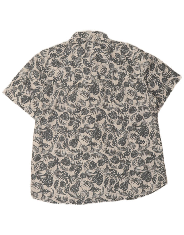 Mountain Warehouse Mens Short Sleeve Shirt Large White Floral Cotton