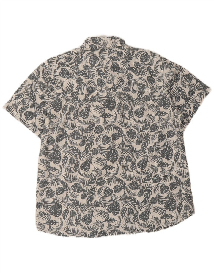 Mountain Warehouse Mens Short Sleeve Shirt Large White Floral Cotton