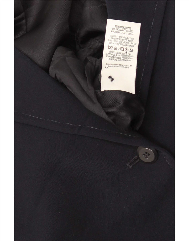 Marks & Spencer Womens St. Michael Overcoat UK 14 Large Navy Blue Polyester