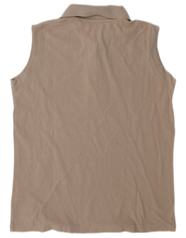 Ellesse Womens Sleeveless Polo Shirt UK 18 XL Beige Cotton