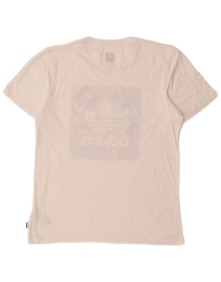 ADIDAS Mens Graphic T-Shirt Top Medium White Cotton Hawaiian