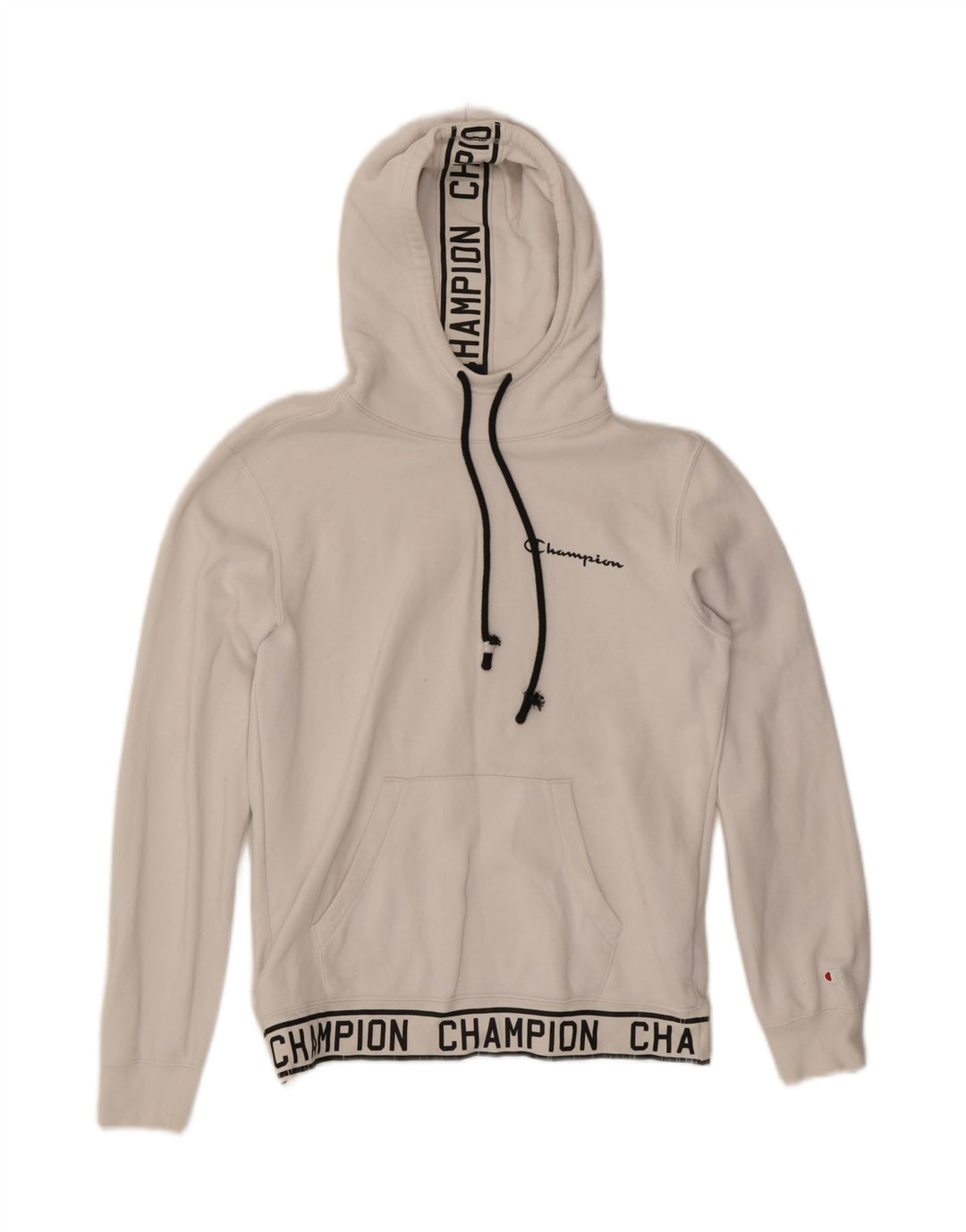 CHAMPION Mens Graphic Hoodie Jumper Small White Cotton