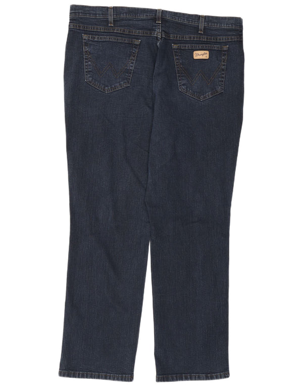 Wrangler Mens Texas Stretch Straight Jeans W44 L32 Navy Blue Cotton