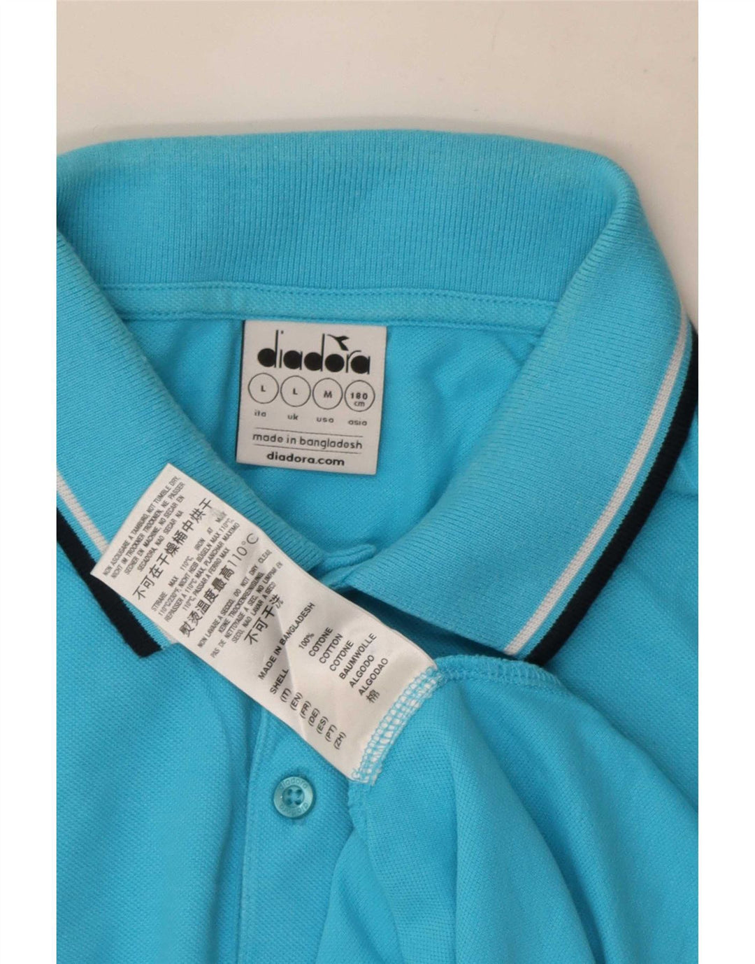 Diadora Mens Polo Shirt Large Blue Cotton