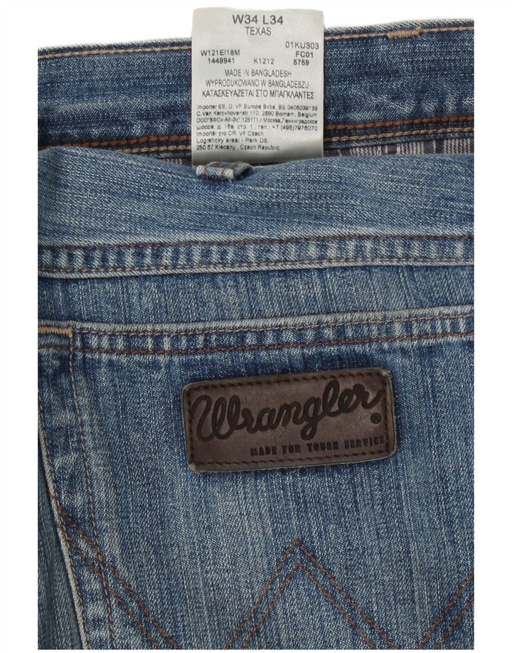 Wrangler Mens Texas Straight Jeans W34 L34 Blue Cotton