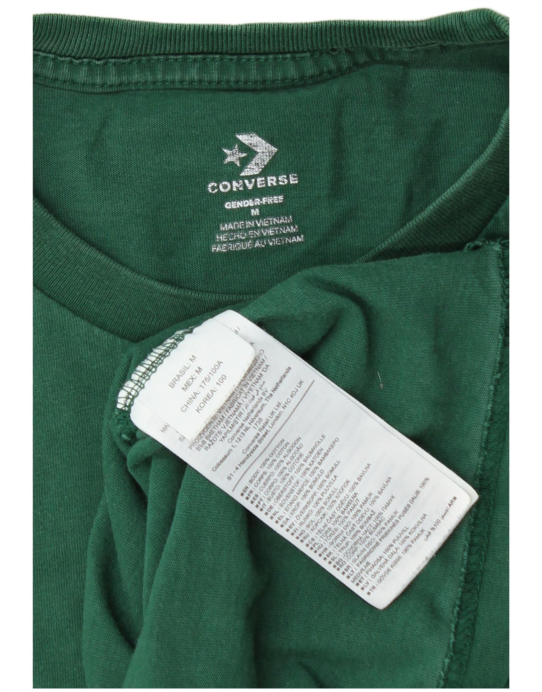 Converse Mens T-Shirt Top Medium Green Cotton