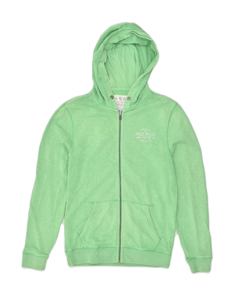 JACK WILLS Mens Zip Hoodie Sweater Small Green Cotton | Vintage Jack Wills | Thrift | Second-Hand Jack Wills | Used Clothing | Messina Hembry 