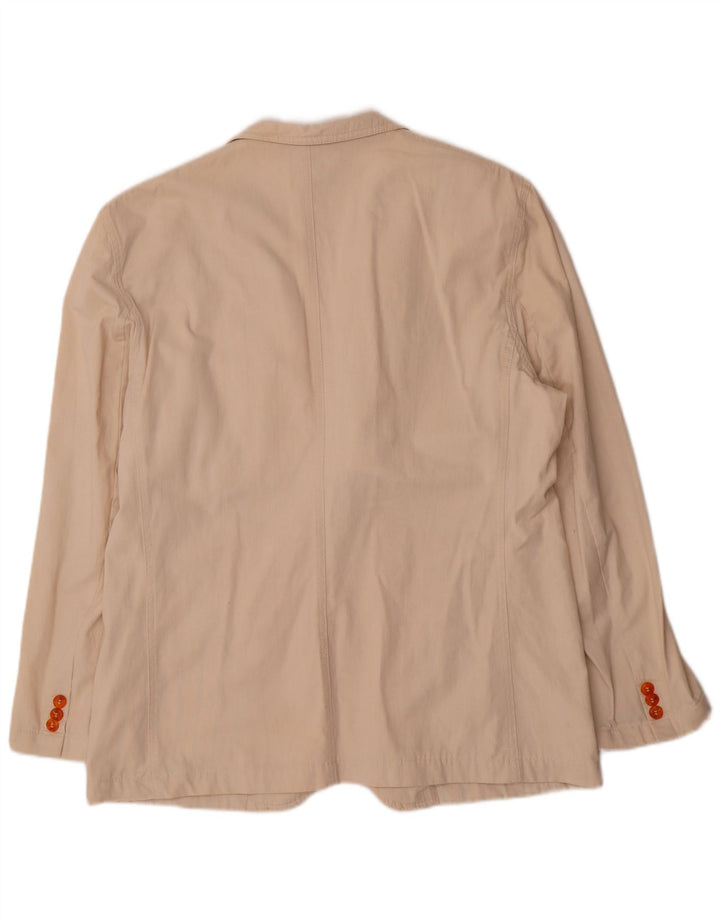 Vintage Mens 1 Button Blazer Jacket EU 52 XL Beige Cotton