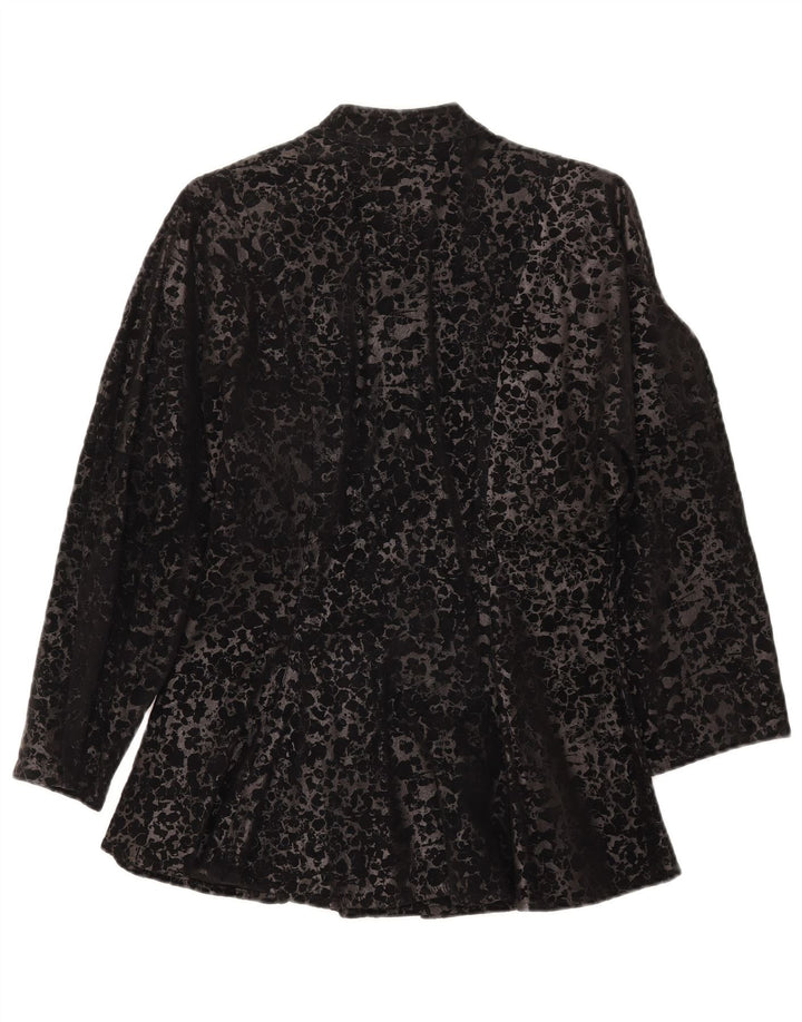 Vintage Womens 3/4 Sleeve Jacket IT 44 Medium Black Animal Print