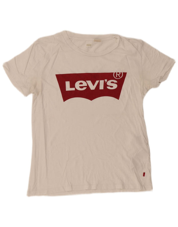 Levi's Womens Graphic T-Shirt Top UK 10 Small White Cotton