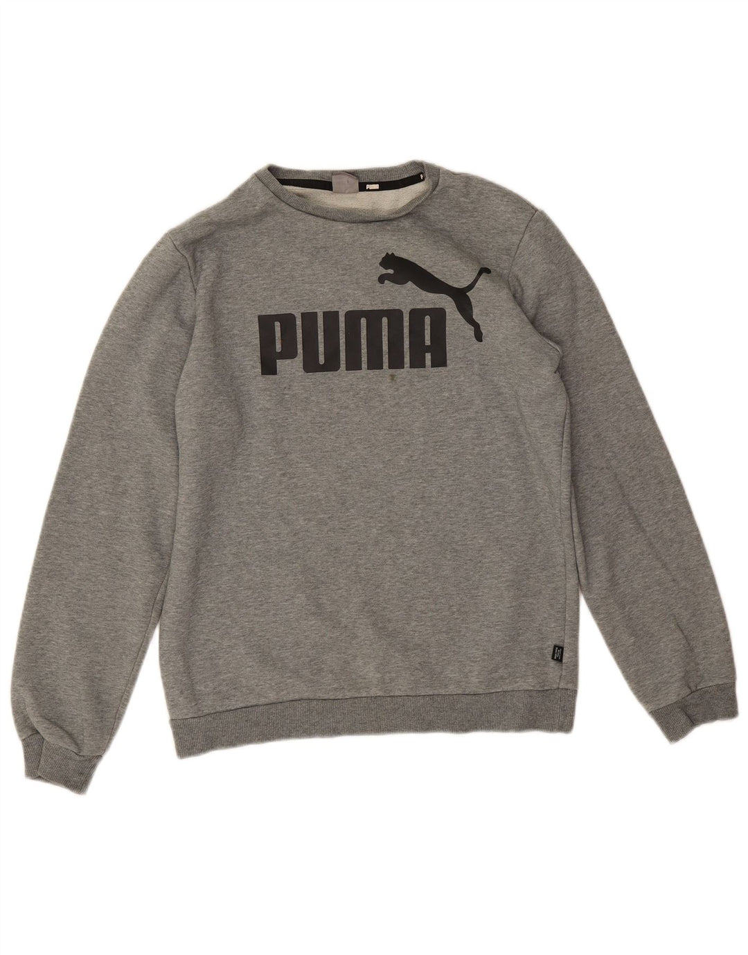 Puma Boys Graphic Sweatshirt Jumper 15-16 Years Grey Flecked Cotton