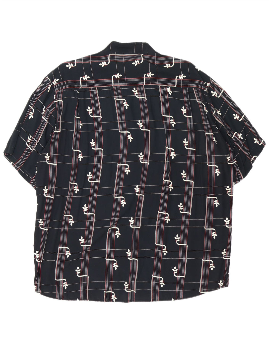Vintage Mens Short Sleeve Shirt Large Black Geometric Viscose