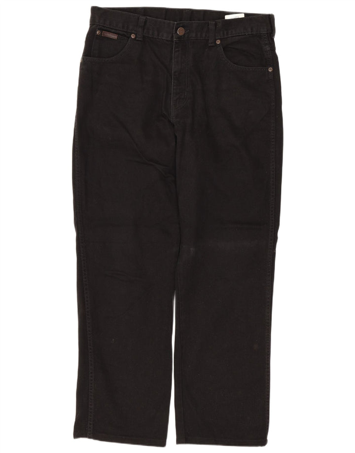 WRANGLER Mens Texas Straight Jeans W34 L28 Black Cotton