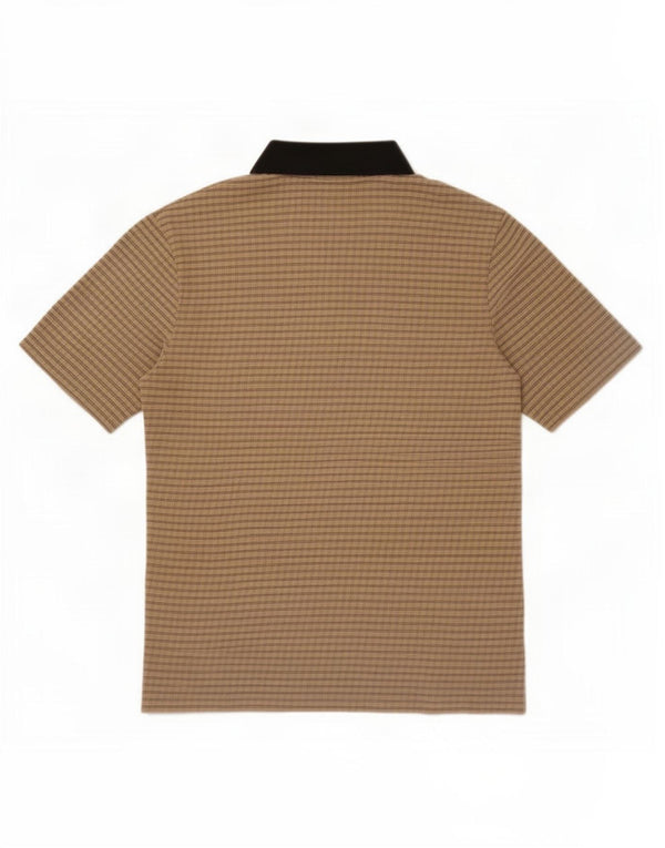 Trussardi Jeans Mens Polo Shirt Medium Beige Check Cotton
